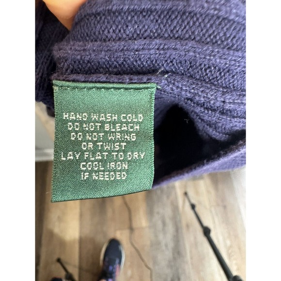 L-RL Ralph Lauren Active Womens Full Zip Ribbed Hooded Navy SweaterJacket Size M - Picture 9 of 10